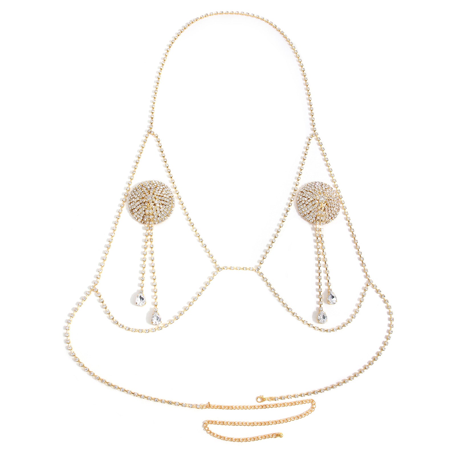 Super Sparkling Diamond Bra Chain Nipple Patch Nightclub Hot Girl Body Chain Set Body Chain