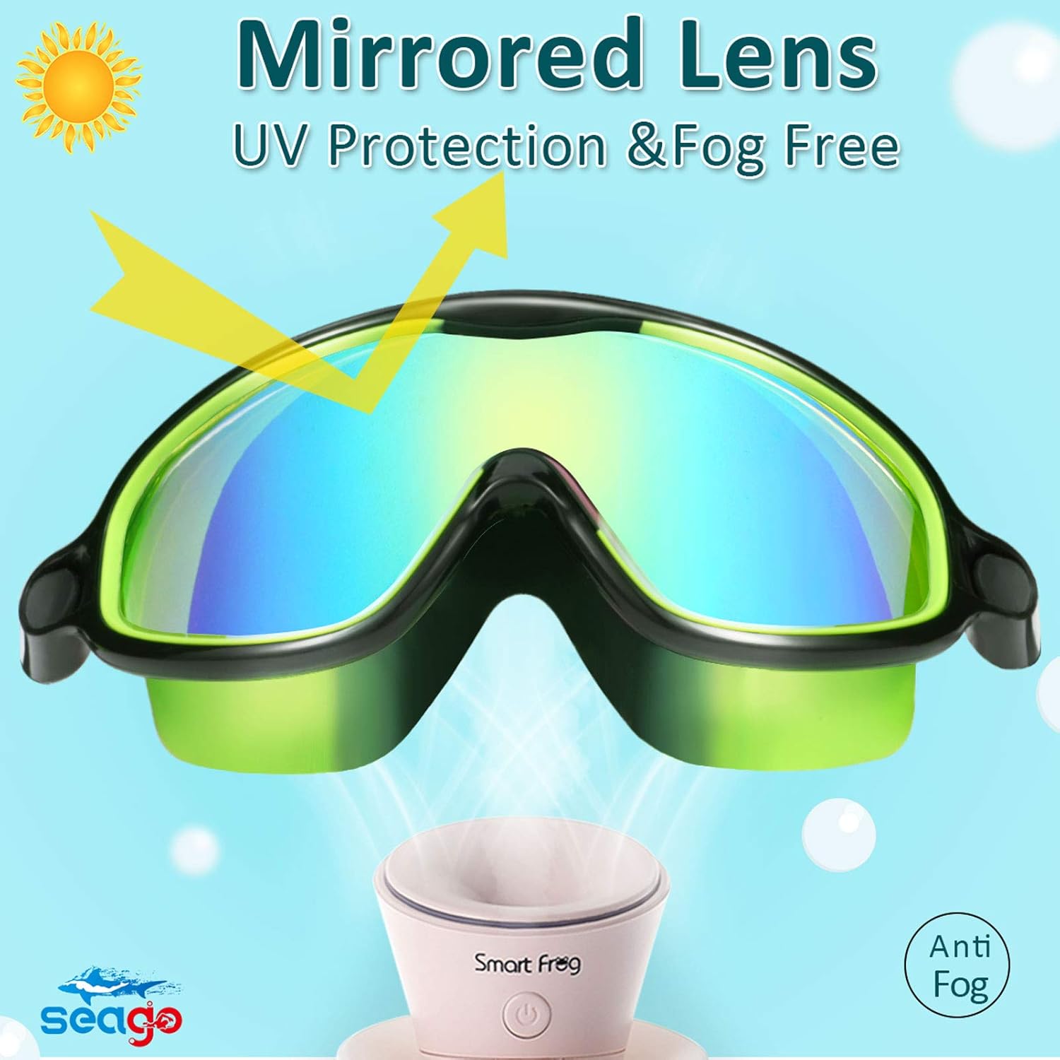 Swim Goggles 2 Pack Anti-Fog Anti-UV Wide View Swimming Goggles for Kids 3-15