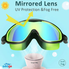 Swim Goggles 2 Pack Anti-Fog Anti-UV Wide View Swimming Goggles for Kids 3-15