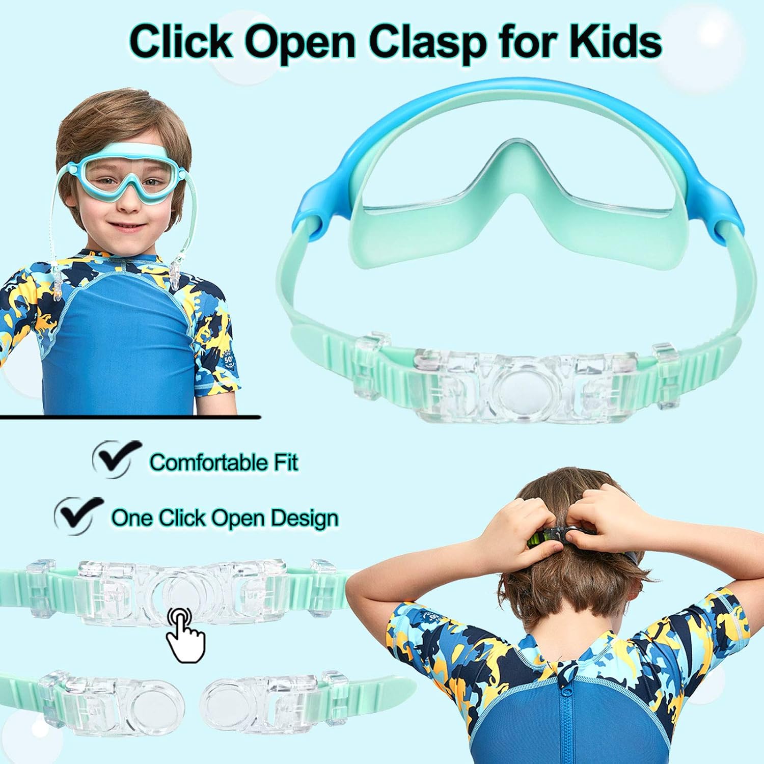 Swim Goggles 2 Pack Anti-Fog Anti-UV Wide View Swimming Goggles for Kids 3-15