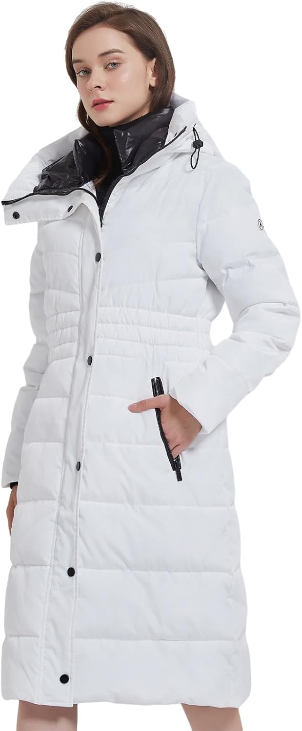Abrigos de invierno para mujer IKAZZ, chaqueta parka larga de plumón vegano con aislamiento cálido y grueso con capucha 