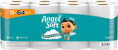 Toilet Paper, 16 Mega Rolls = 64 Regular Rolls, Soft and Strong Toilet Tissue