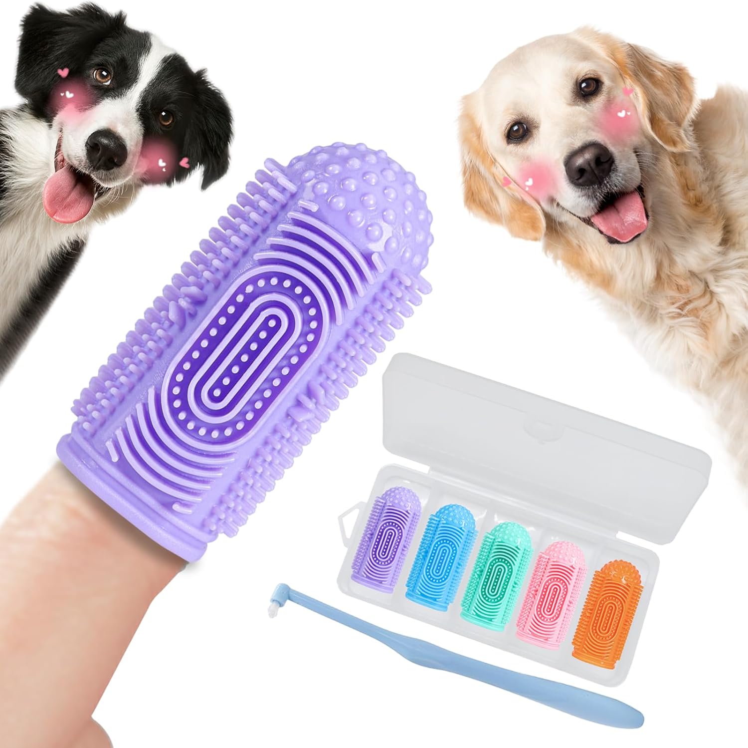 Dogs Tooth Brushing Kit, Dogs Finger Toothbrushes, Cleaning& Dental Care Pet Toothbrush