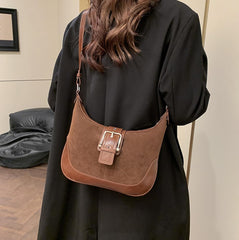 Bolso Hobo para Mujer Bolso de Hombro de Gamuza Bolso de Mano Bolso Cruzado para Mujer, Marrón 