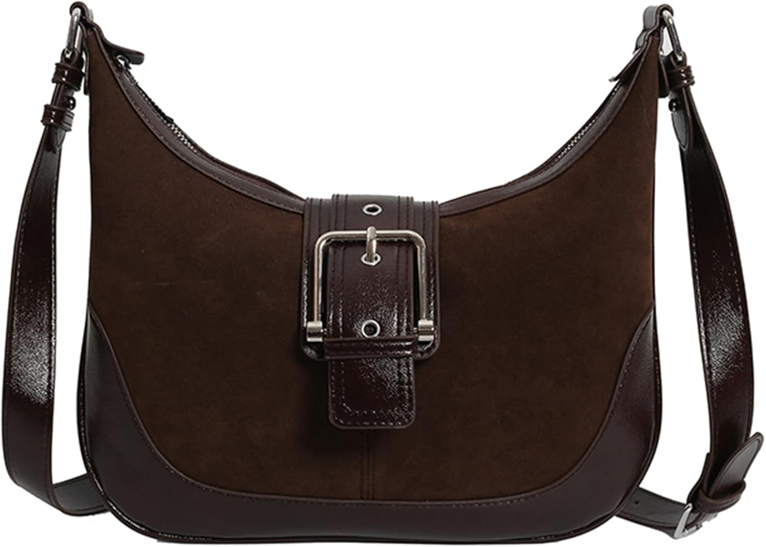 Bolso Hobo para Mujer Bolso de Hombro de Gamuza Bolso de Mano Bolso Cruzado para Mujer, Marrón 