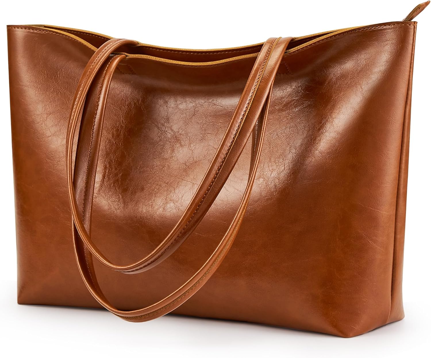 Bolso de mano KALIDI con cremallera, bolso de hombro de piel sintética, bolso de mano grande e informal para mujer, para el trabajo, citas, universidad 