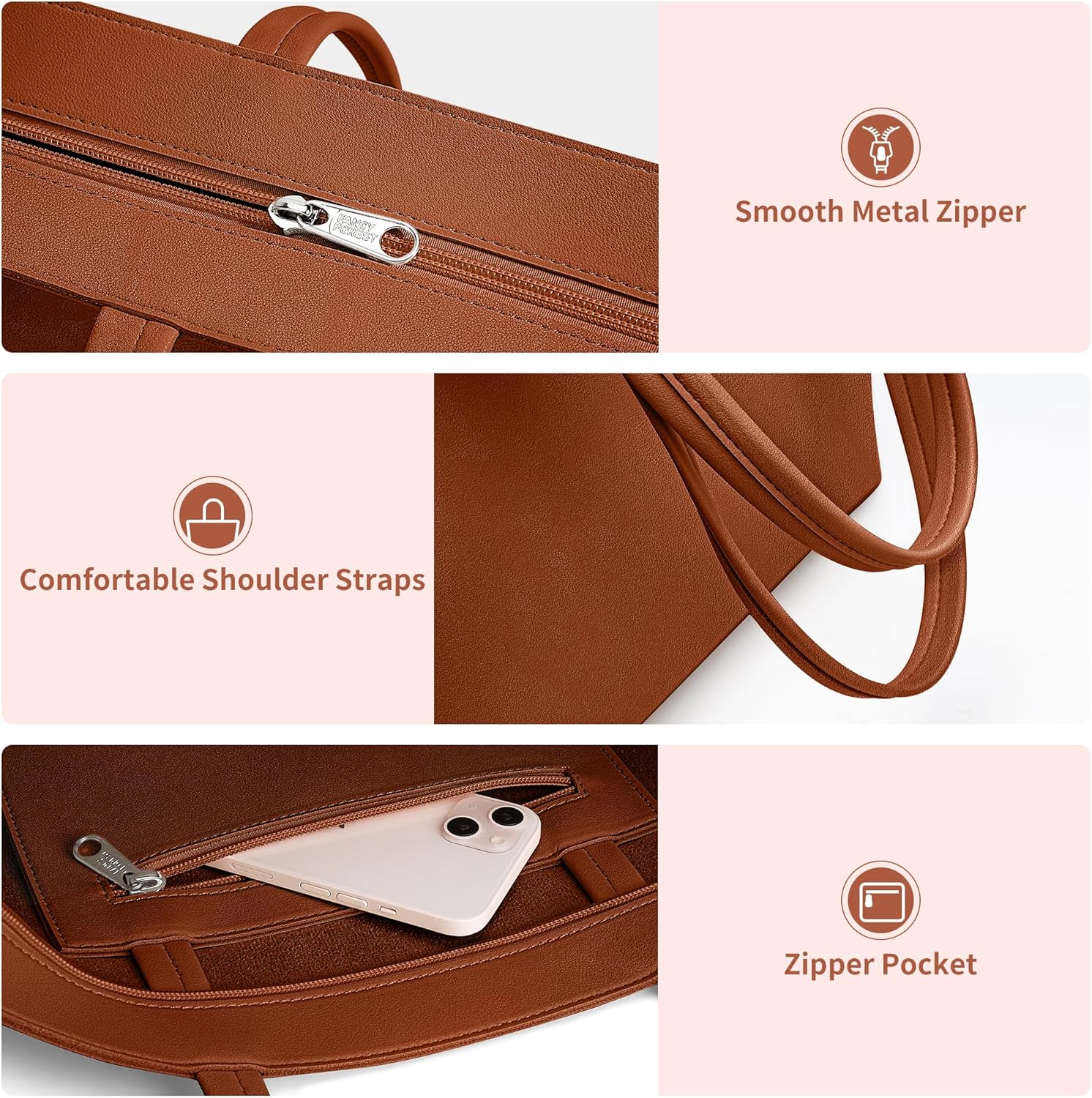 Bolso de mano KALIDI con cremallera, bolso de hombro de piel sintética, bolso de mano grande e informal para mujer, para el trabajo, citas, universidad 