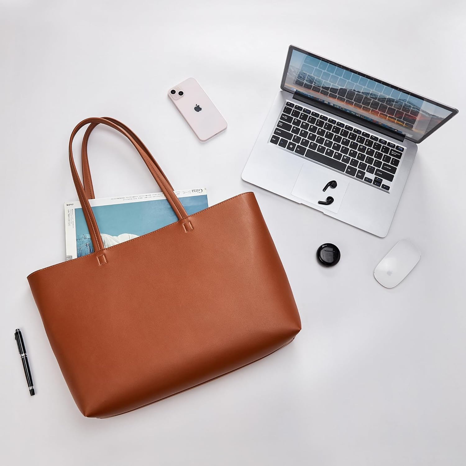 Bolso de mano KALIDI con cremallera, bolso de hombro de piel sintética, bolso de mano grande e informal para mujer, para el trabajo, citas, universidad 
