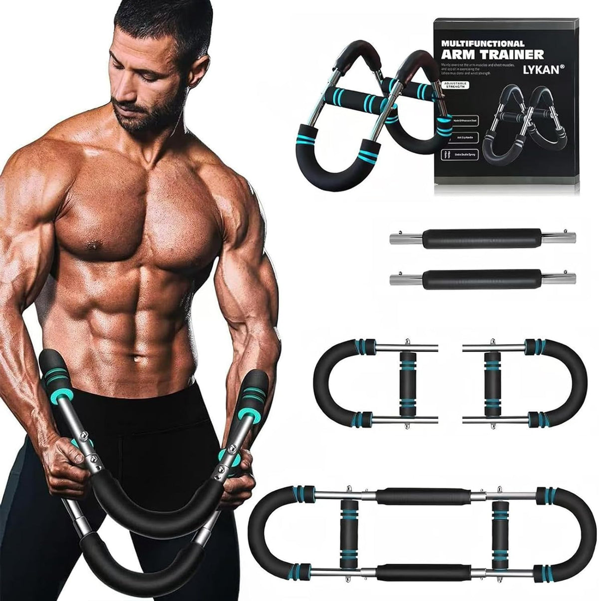 Twister Arm Trainer – 40-100lb Adjustable Chest/Arm Trainer, Portable Twister Bar with Detachable Design for Anywhere Fitness