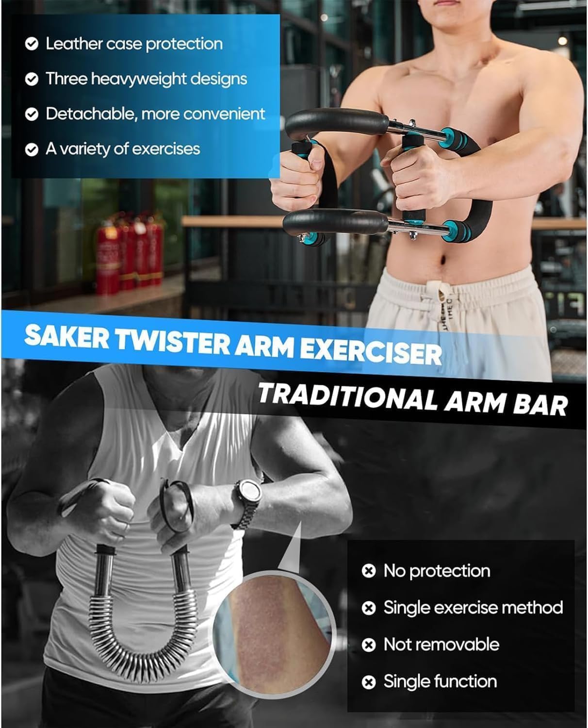 Twister Arm Trainer – 40-100lb Adjustable Chest/Arm Trainer, Portable Twister Bar with Detachable Design for Anywhere Fitness