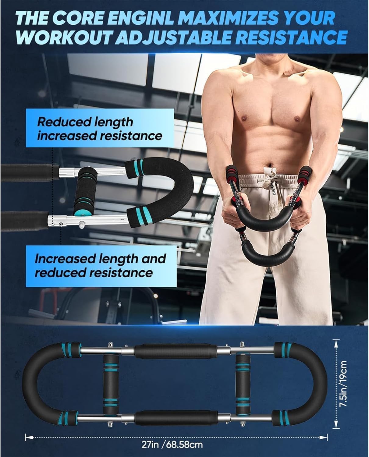 Twister Arm Trainer – 40-100lb Adjustable Chest/Arm Trainer, Portable Twister Bar with Detachable Design for Anywhere Fitness