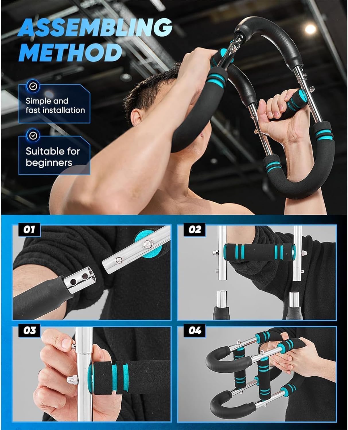 Twister Arm Trainer – 40-100lb Adjustable Chest/Arm Trainer, Portable Twister Bar with Detachable Design for Anywhere Fitness