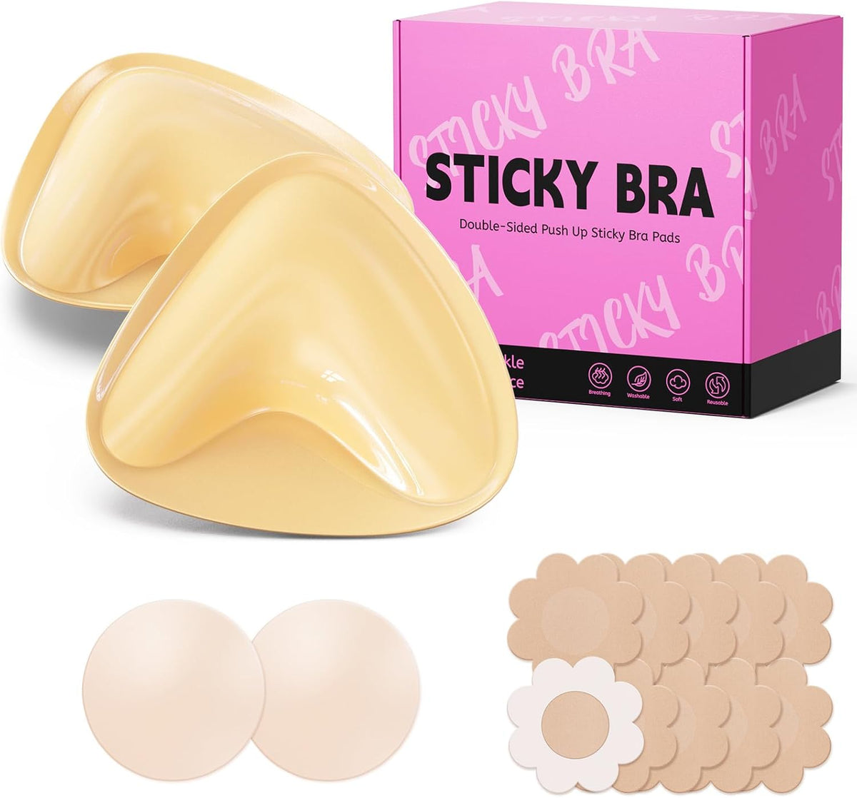 Ultra Push-up Sticky Bra Pads Inserts Double-Sided Adhesive Bra for Sports Bra Swimsuit