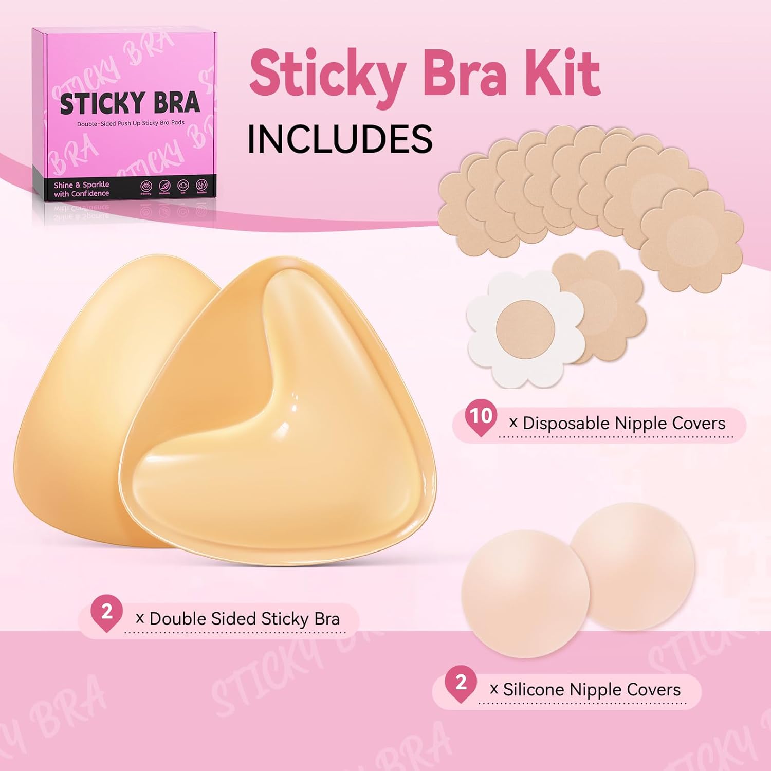 Ultra Push-up Sticky Bra Pads Inserts Double-Sided Adhesive Bra for Sports Bra Swimsuit