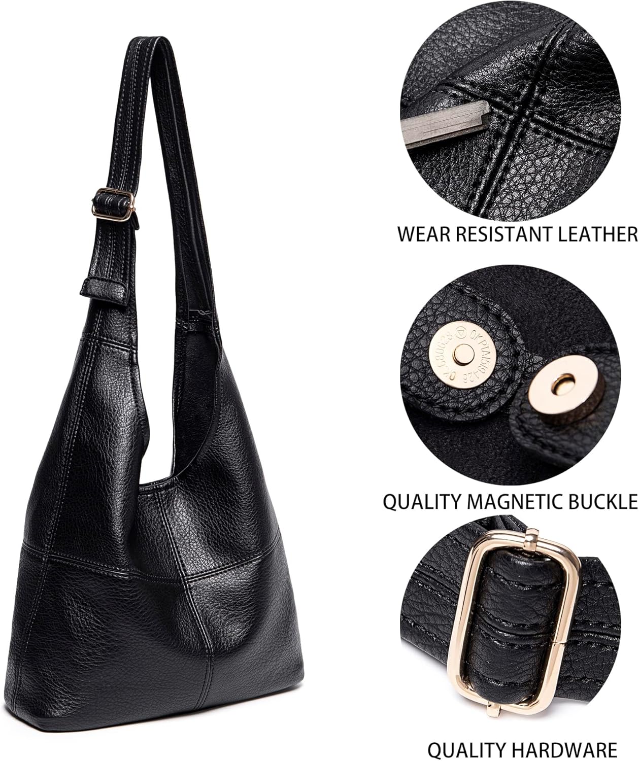 Bolsos tipo hobo de Montana West para mujer, ultra suaves, plegables, con bolsa para cosméticos 