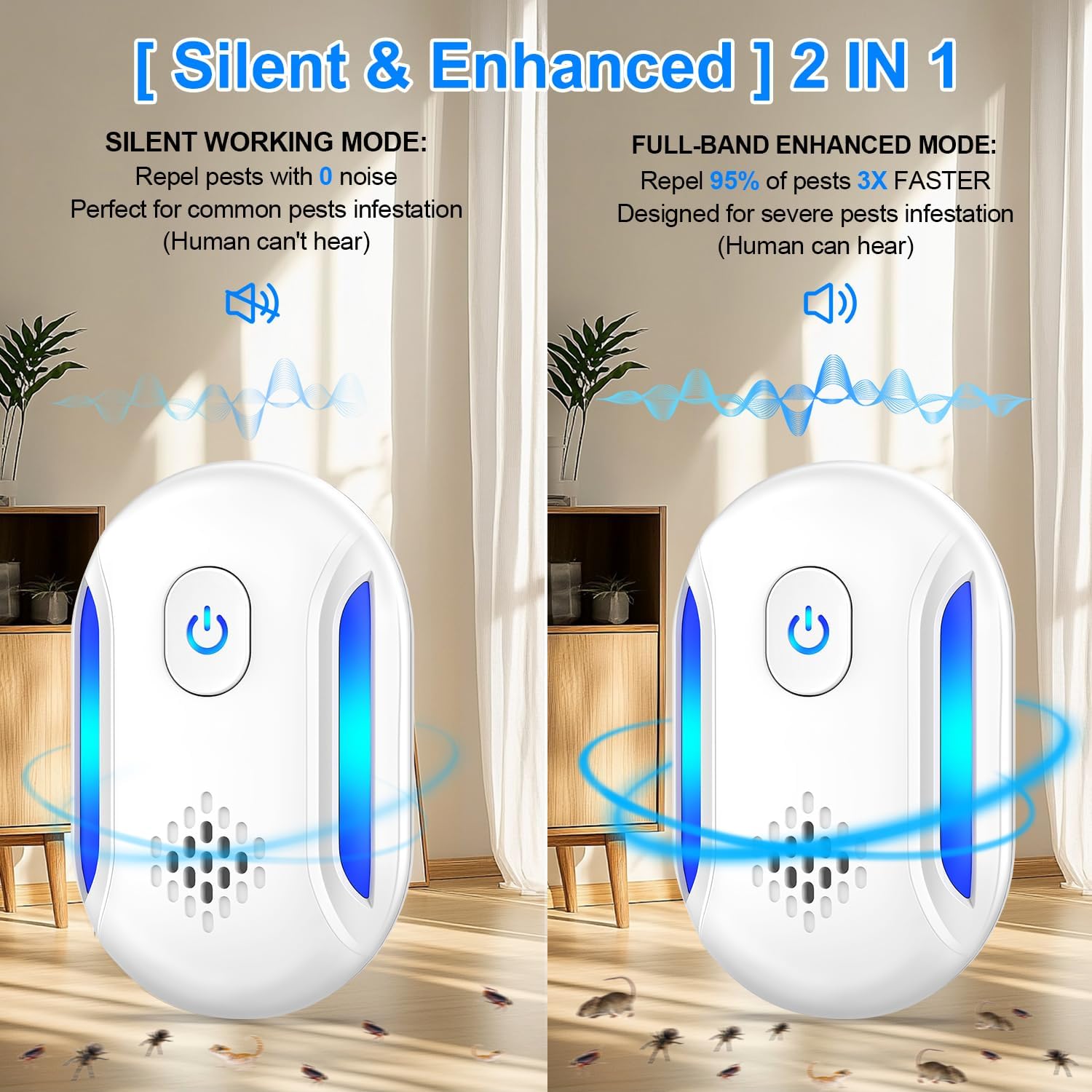 Upgraded Ultrasonic Repellent Electronic Plug-in Pest Control