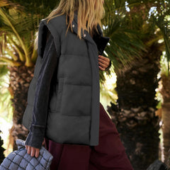 Ainangua Women's Puffer Vest Stand Collar Zipper Sleeveless Jackets Winter Lightweight Vests Warm Padded Jacket Coat