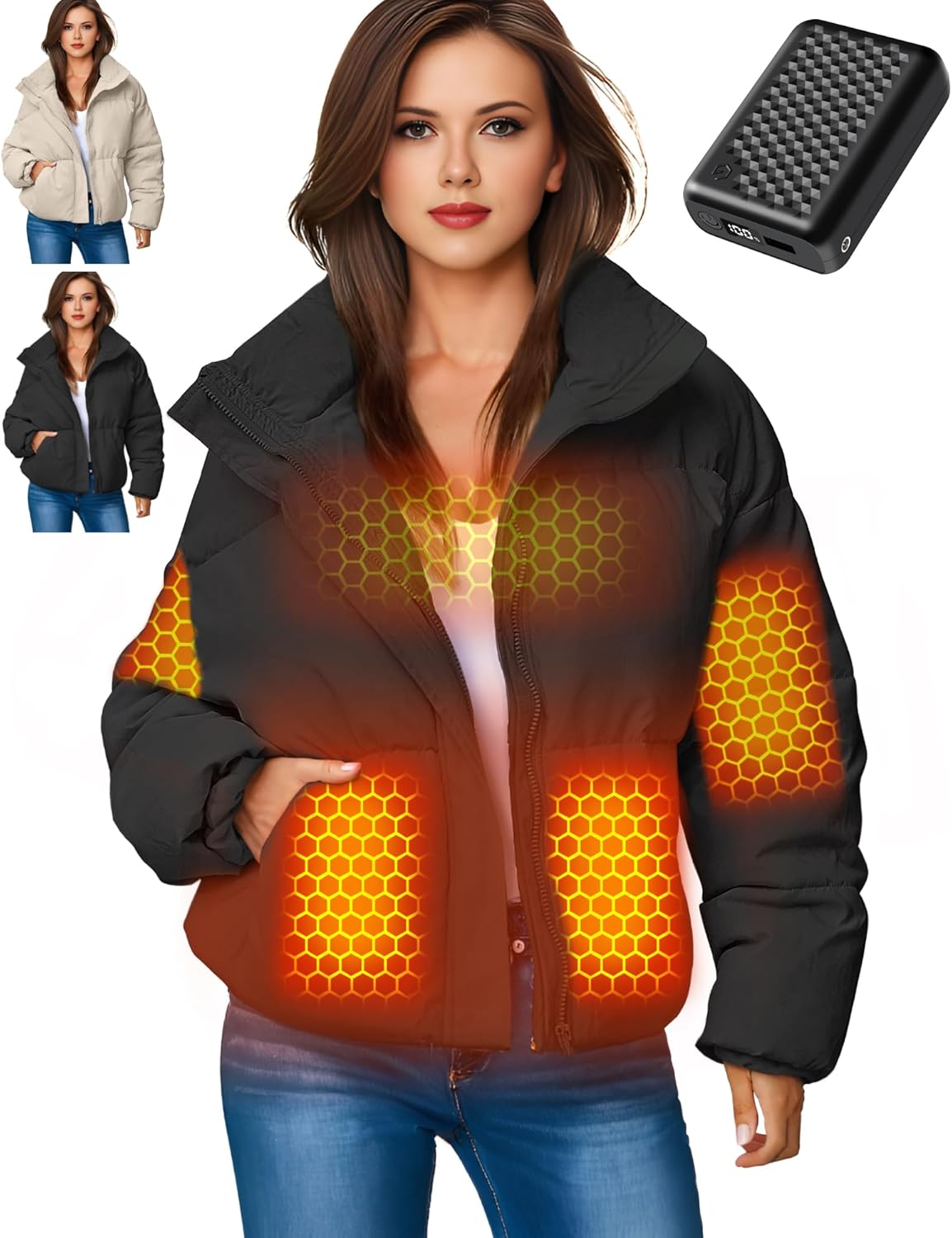 Graphene Women Heated Jacket 12V Fast Charge 18400mAh Large Capacity