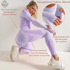 Conjunto de 3 piezas de ropa deportiva sin costuras para mujer, con chaqueta, sujetador y leggings 