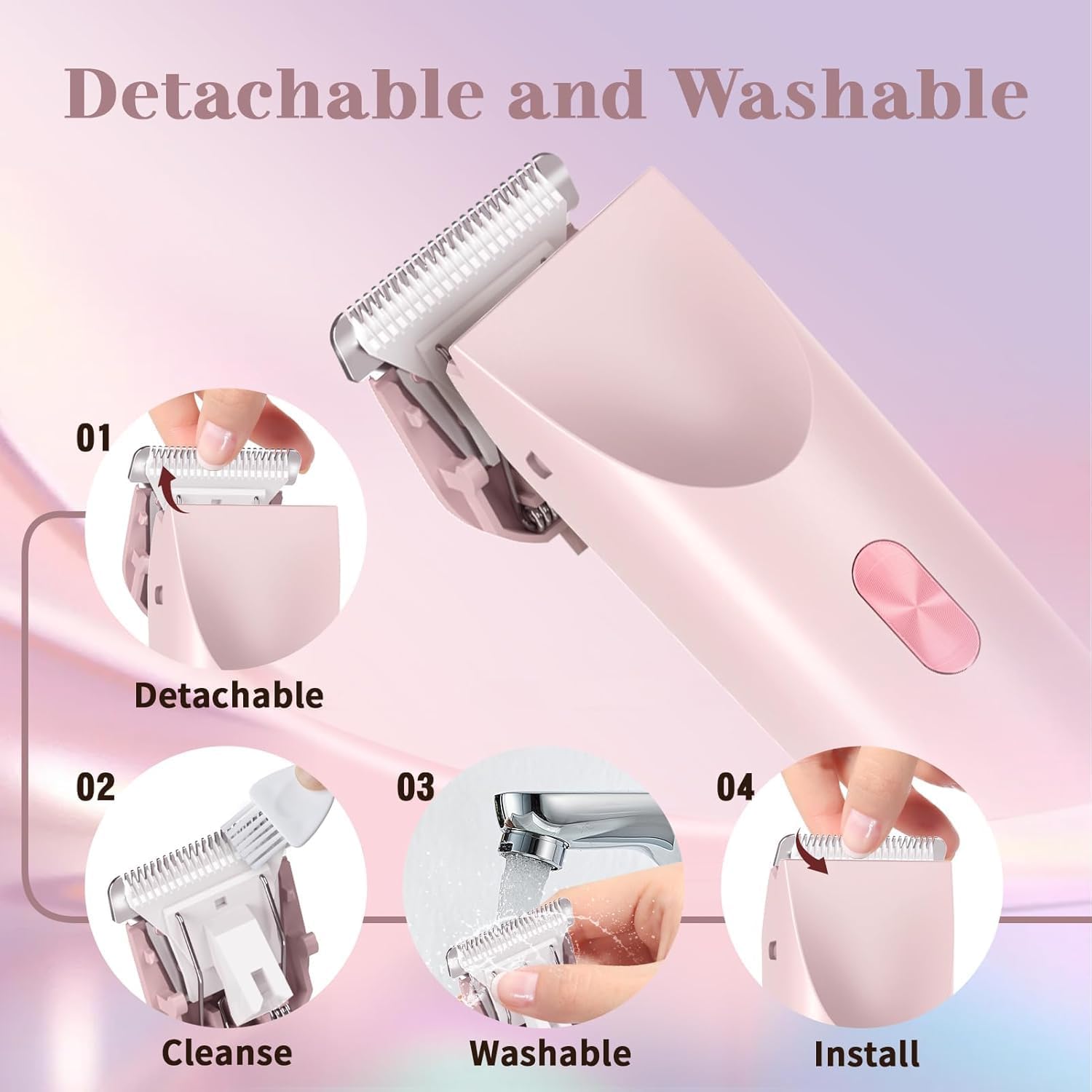 Women's Bikini Trimmer - Painless Silk Razor, Dual-Head Hair Trimmer IPX7 Waterproof & Easy Cleaning for Legs & Underarm