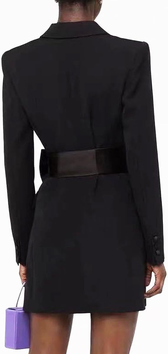Womens Fashion Belted Blazer 2024 Double Breasted Long Sleeve Party Evening Blazer Dress Bussiness Casual Work Suit