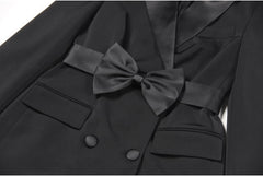 Womens Fashion Belted Blazer 2024 Double Breasted Long Sleeve Party Evening Blazer Dress Bussiness Casual Work Suit