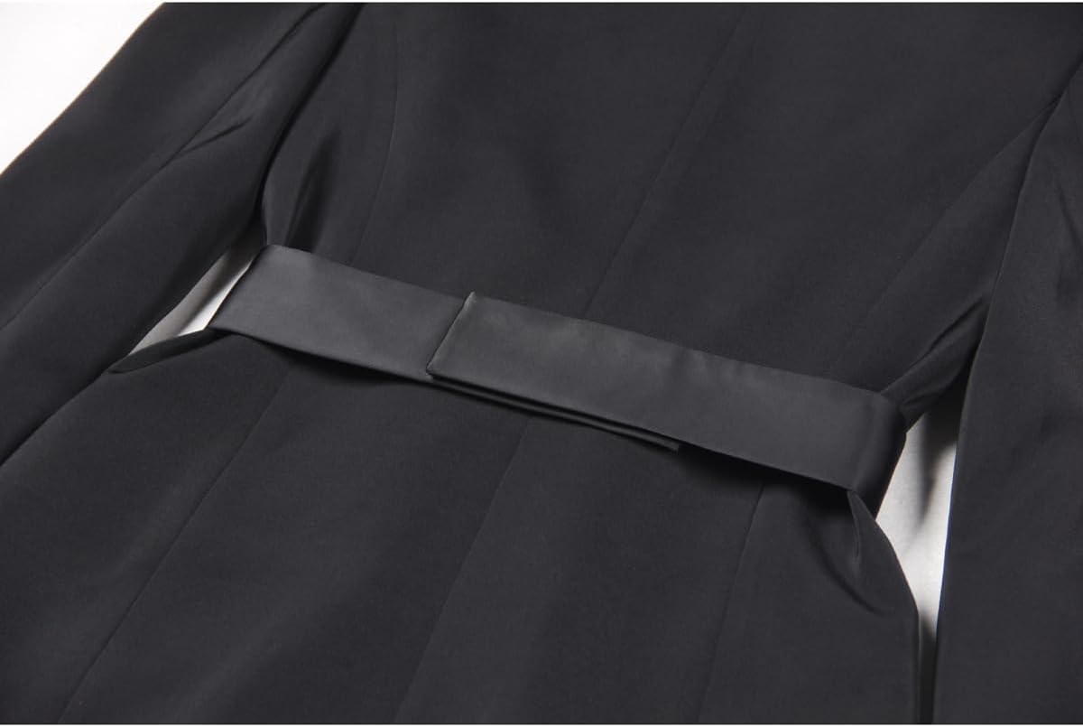 Womens Fashion Belted Blazer 2024 Double Breasted Long Sleeve Party Evening Blazer Dress Bussiness Casual Work Suit