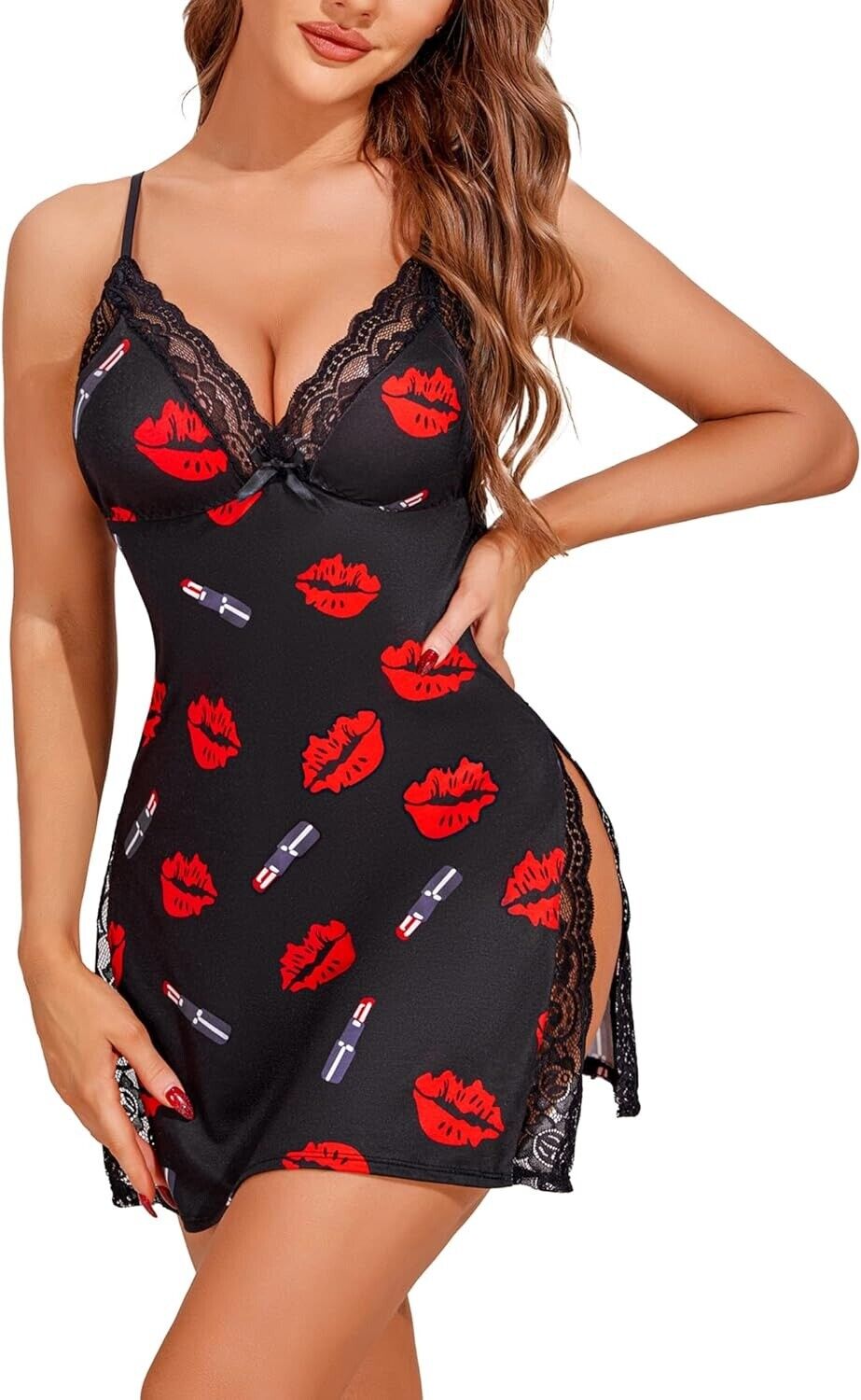 Women's Sexy Lingerie Valentine's Nightwear Strap Nightgown Babydoll Chemise Plus Size