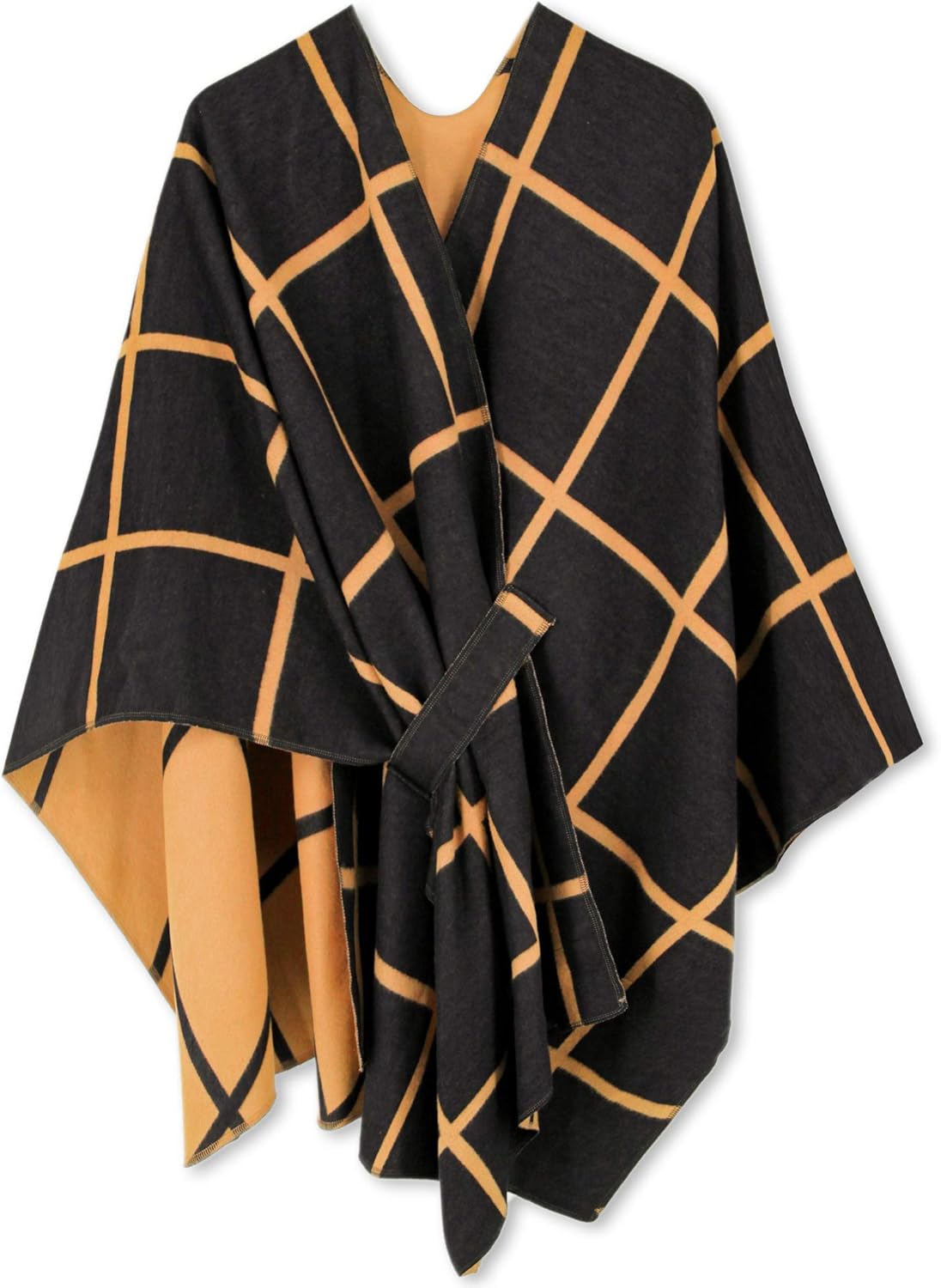 Poncho tipo ruana tipo chal para mujer de Moss Rose, capa, cárdigan abierto al frente, chales para otoño e invierno 