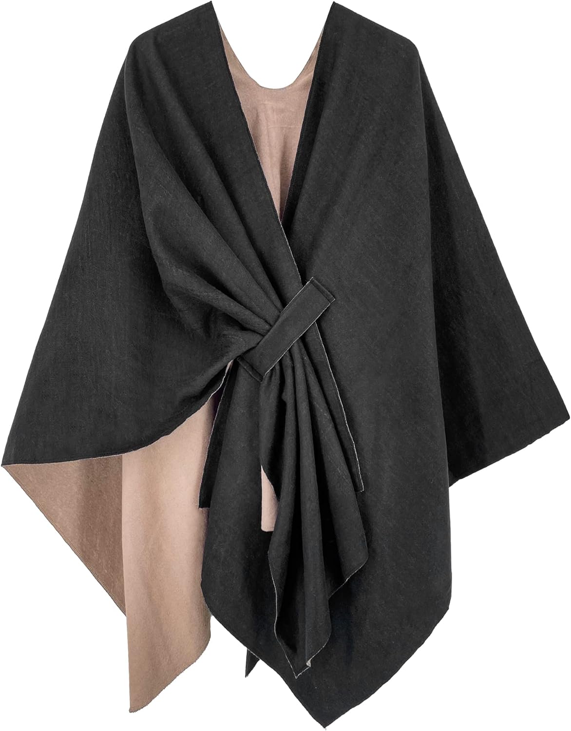 Poncho tipo ruana tipo chal para mujer de Moss Rose, capa, cárdigan abierto al frente, chales para otoño e invierno 