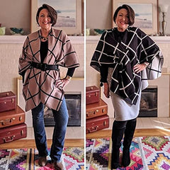 Poncho tipo ruana tipo chal para mujer de Moss Rose, capa, cárdigan abierto al frente, chales para otoño e invierno 