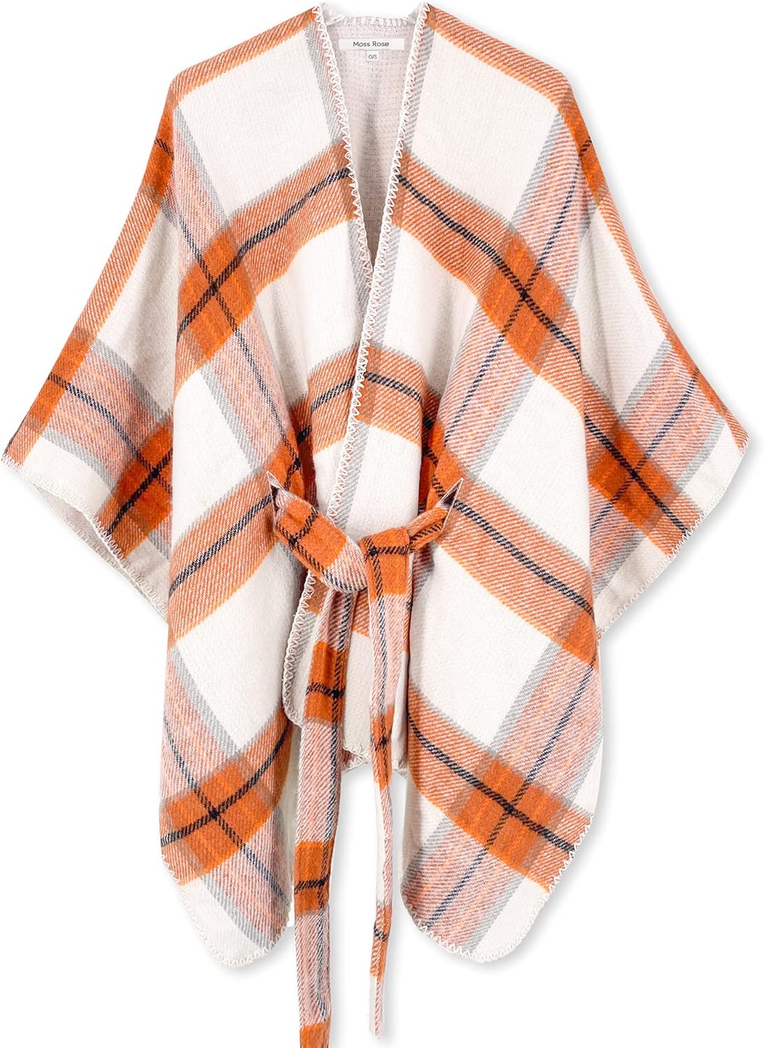 Poncho tipo ruana tipo chal para mujer de Moss Rose, capa, cárdigan abierto al frente, chales para otoño e invierno 