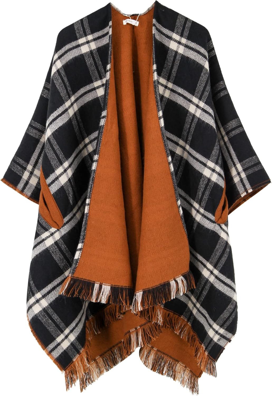 Poncho tipo ruana tipo chal para mujer de Moss Rose, capa, cárdigan abierto al frente, chales para otoño e invierno 