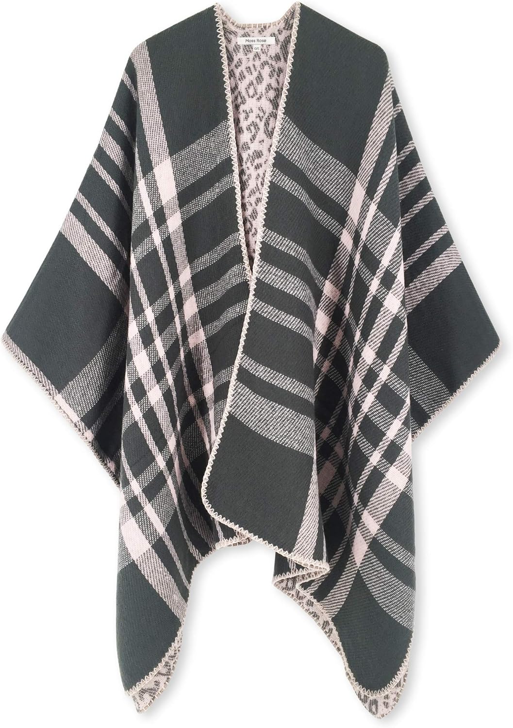 Poncho tipo ruana tipo chal para mujer de Moss Rose, capa, cárdigan abierto al frente, chales para otoño e invierno 