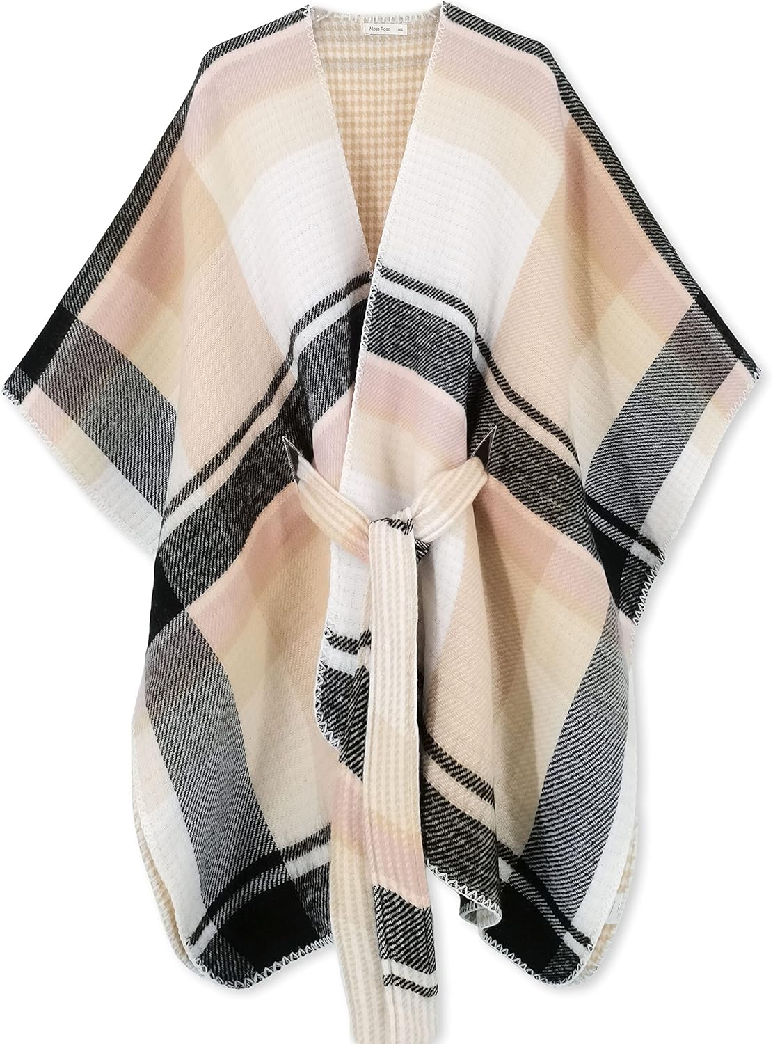 Poncho tipo ruana tipo chal para mujer de Moss Rose, capa, cárdigan abierto al frente, chales para otoño e invierno 