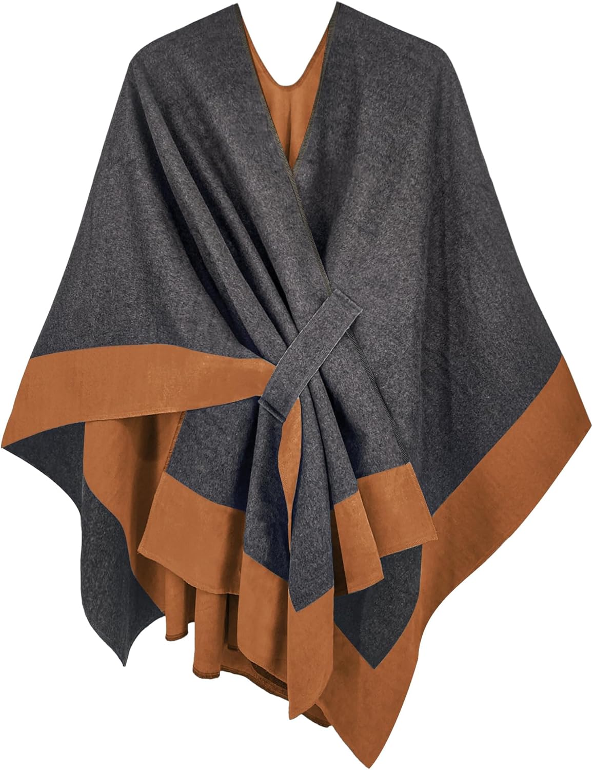 Poncho tipo ruana tipo chal para mujer de Moss Rose, capa, cárdigan abierto al frente, chales para otoño e invierno 