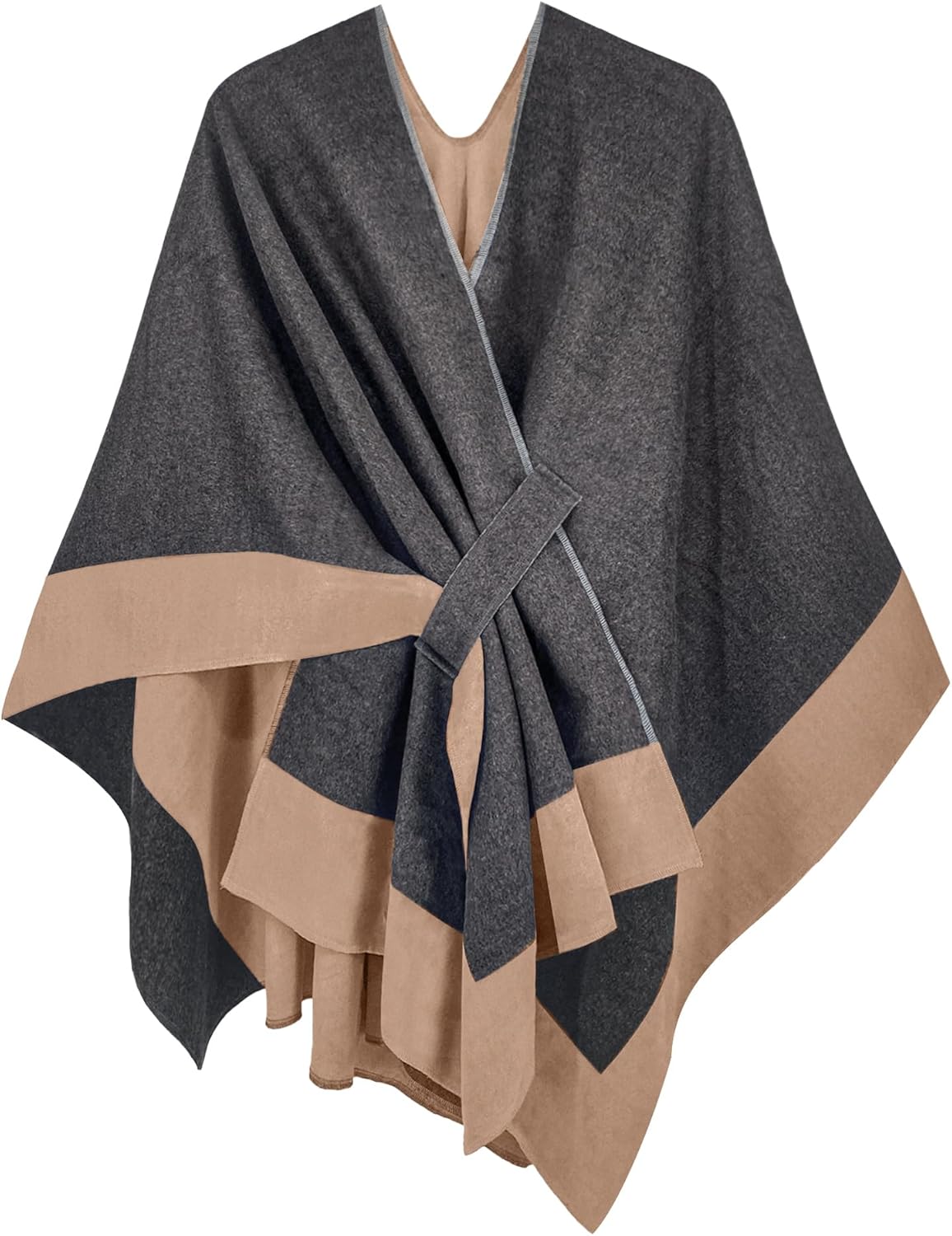 Poncho tipo ruana tipo chal para mujer de Moss Rose, capa, cárdigan abierto al frente, chales para otoño e invierno 