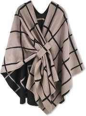 Poncho tipo ruana tipo chal para mujer de Moss Rose, capa, cárdigan abierto al frente, chales para otoño e invierno 