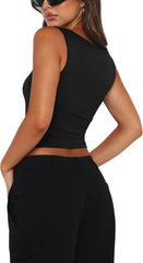REORIA Butsmooth® Women's Square Neck Going Out Crop Tops Double Lined Cute Basic Tank Tops 2024 Clothes