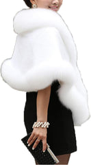 Old Dlrd Women's Winter Faux Fur Coat Wedding Bride Cloak Cape Shawl for Evening Party