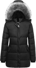 GGleaf Women's Winter Thicken Puffer Coat Warm Snow Jacket with Fur Removable Hood