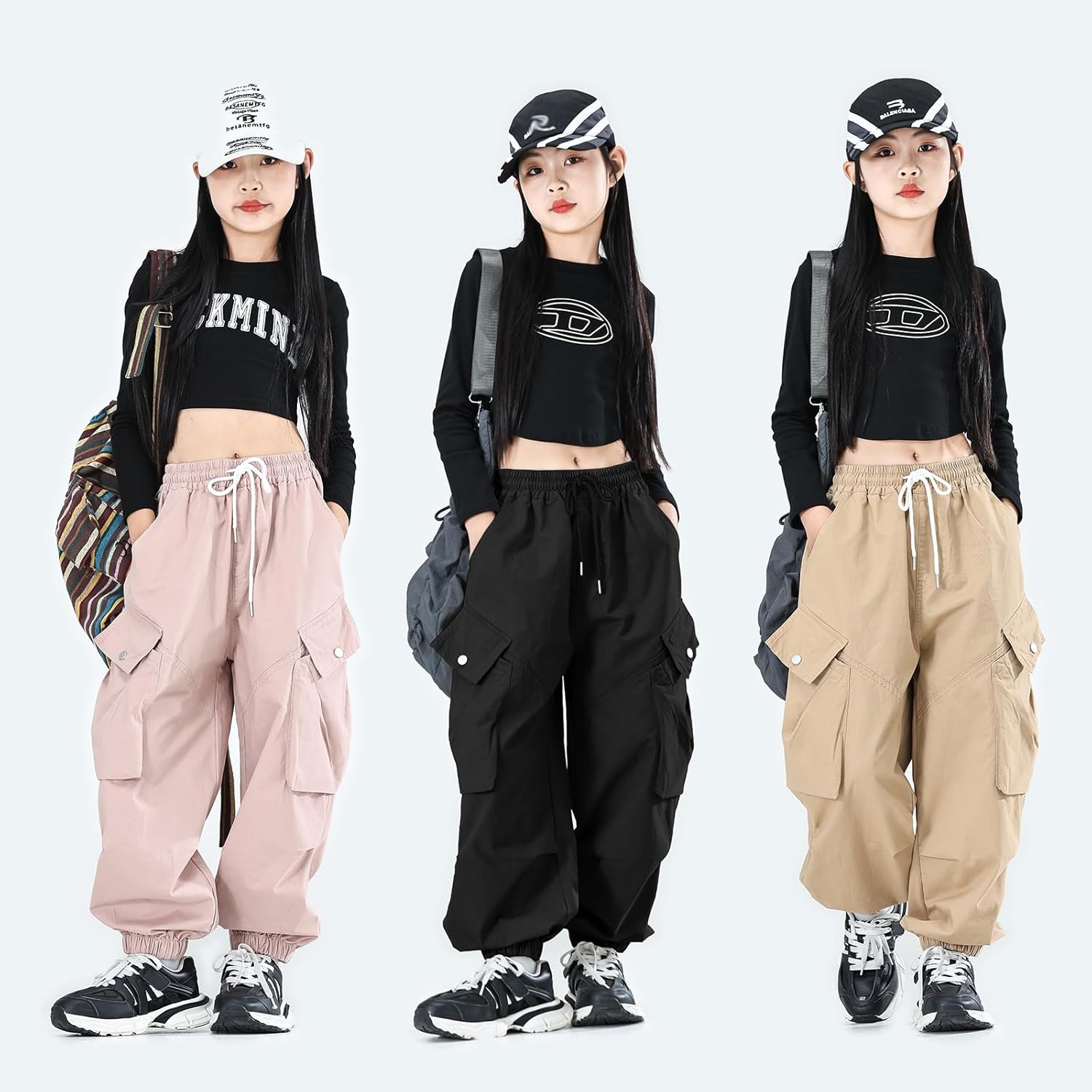 Pantalones MINI PANDA para niñas, pantalones cargo Y2K con bolsillos múltiples, pantalones deportivos para niñas de 4 a 14 años 