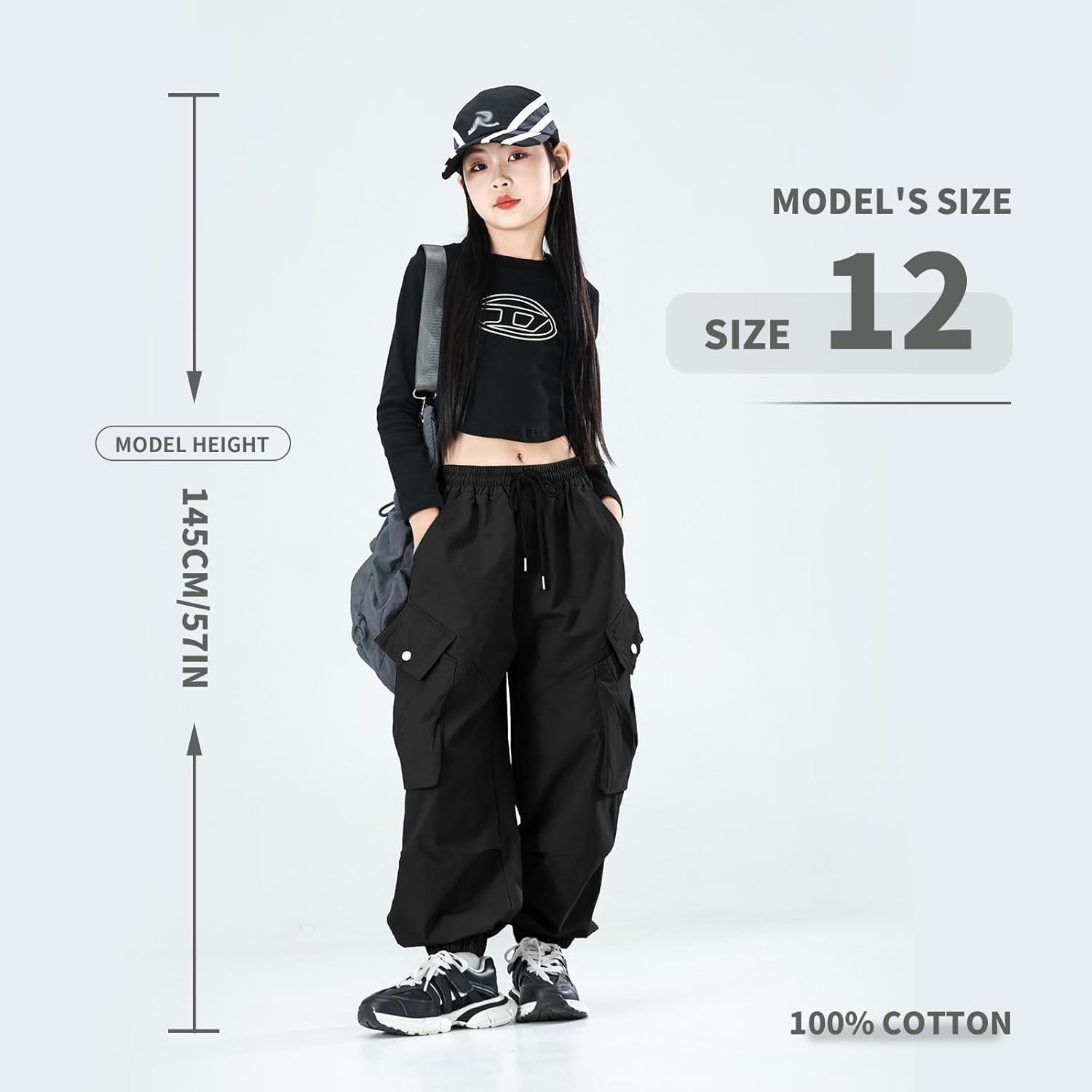 Pantalones MINI PANDA para niñas, pantalones cargo Y2K con bolsillos múltiples, pantalones deportivos para niñas de 4 a 14 años 