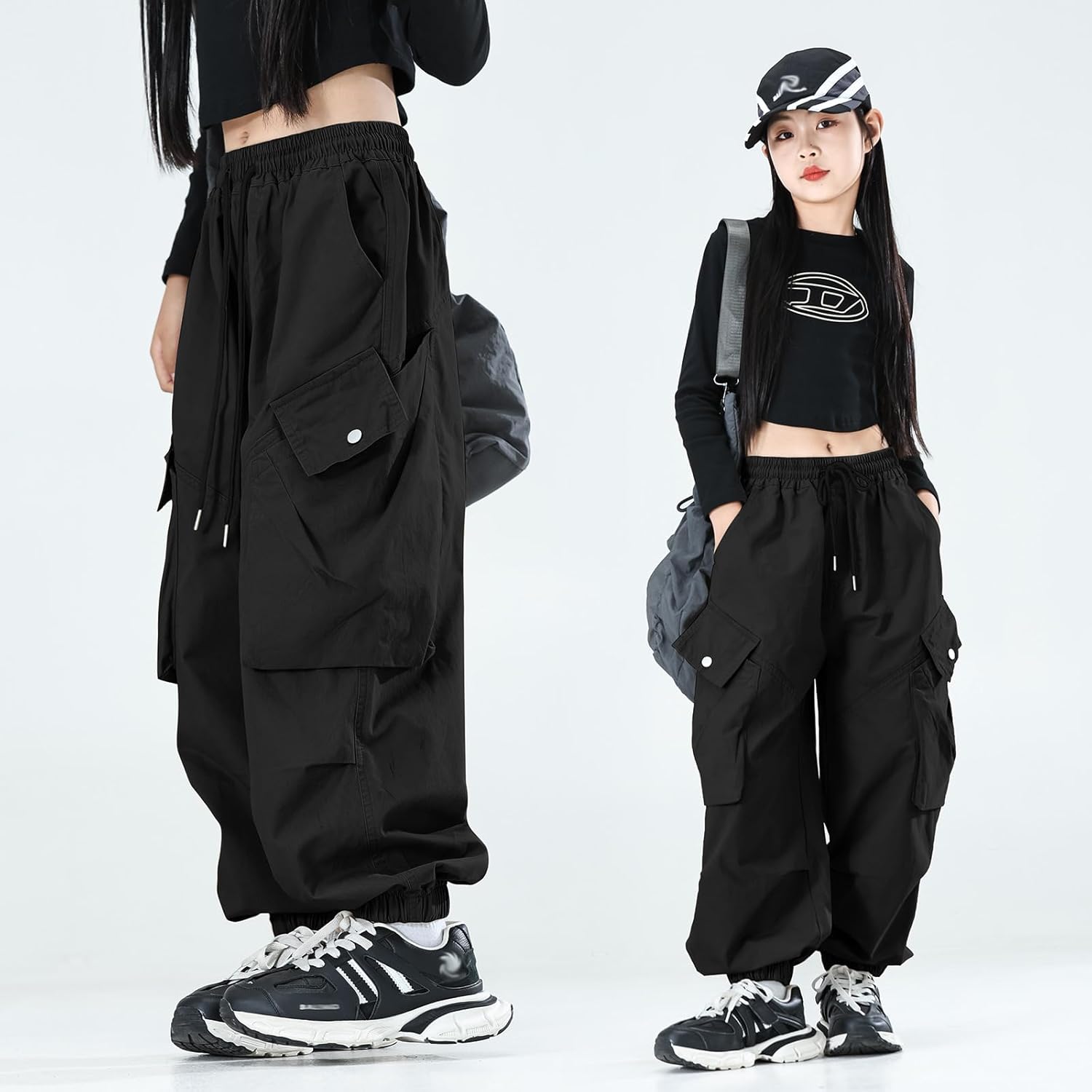 Pantalones MINI PANDA para niñas, pantalones cargo Y2K con bolsillos múltiples, pantalones deportivos para niñas de 4 a 14 años 