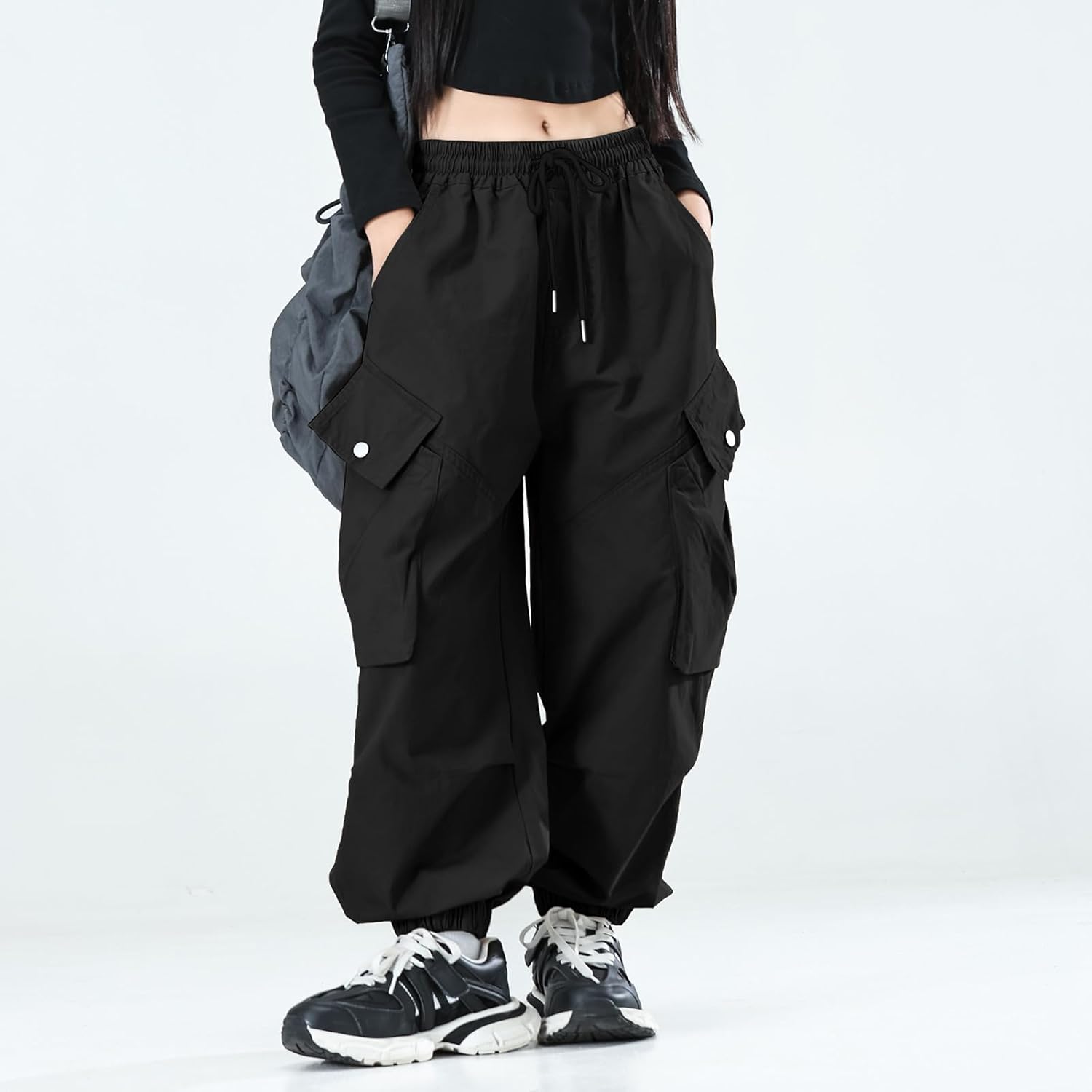 Pantalones MINI PANDA para niñas, pantalones cargo Y2K con bolsillos múltiples, pantalones deportivos para niñas de 4 a 14 años 