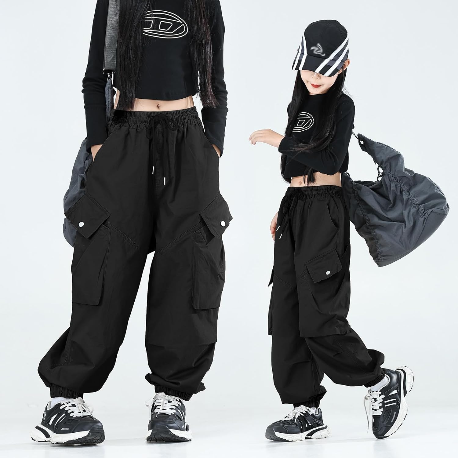 Pantalones MINI PANDA para niñas, pantalones cargo Y2K con bolsillos múltiples, pantalones deportivos para niñas de 4 a 14 años 