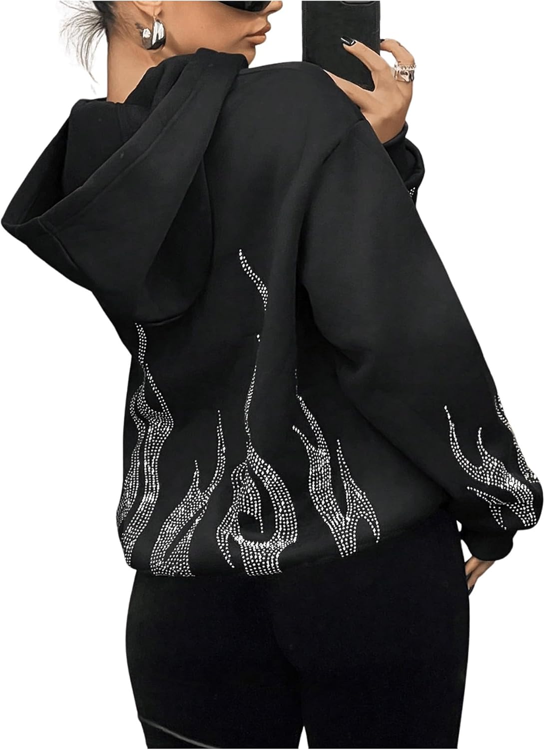 SOLY HUX Womens Zip Up Hoodie Y2k Graphic Oversized Sweatshirt Long Sleeve Jackets Fall Outfits