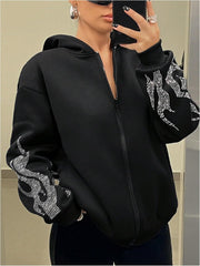 SOLY HUX Womens Zip Up Hoodie Y2k Graphic Oversized Sweatshirt Long Sleeve Jackets Fall Outfits