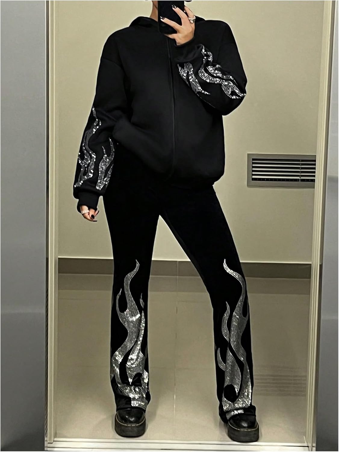 SOLY HUX Womens Zip Up Hoodie Y2k Graphic Oversized Sweatshirt Long Sleeve Jackets Fall Outfits