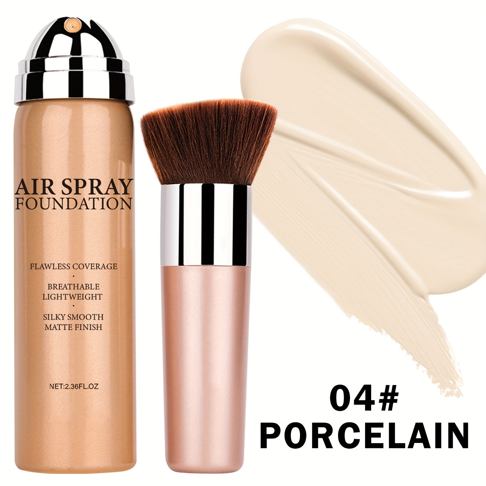 High-Coverage Matte Makeup Set: Cushion Foundation, Smooth Cream & Spray for Mature Skin in Light Beige Natural Nude